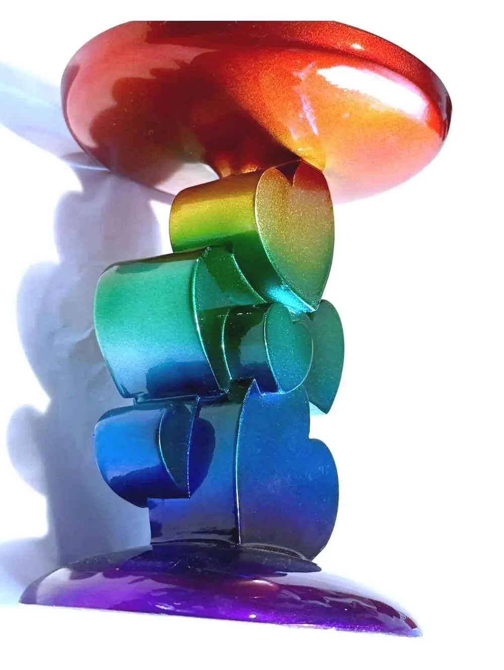 Bath & Body Works Rainbow Ombre Heart Metallic Pedestal Candle Holder